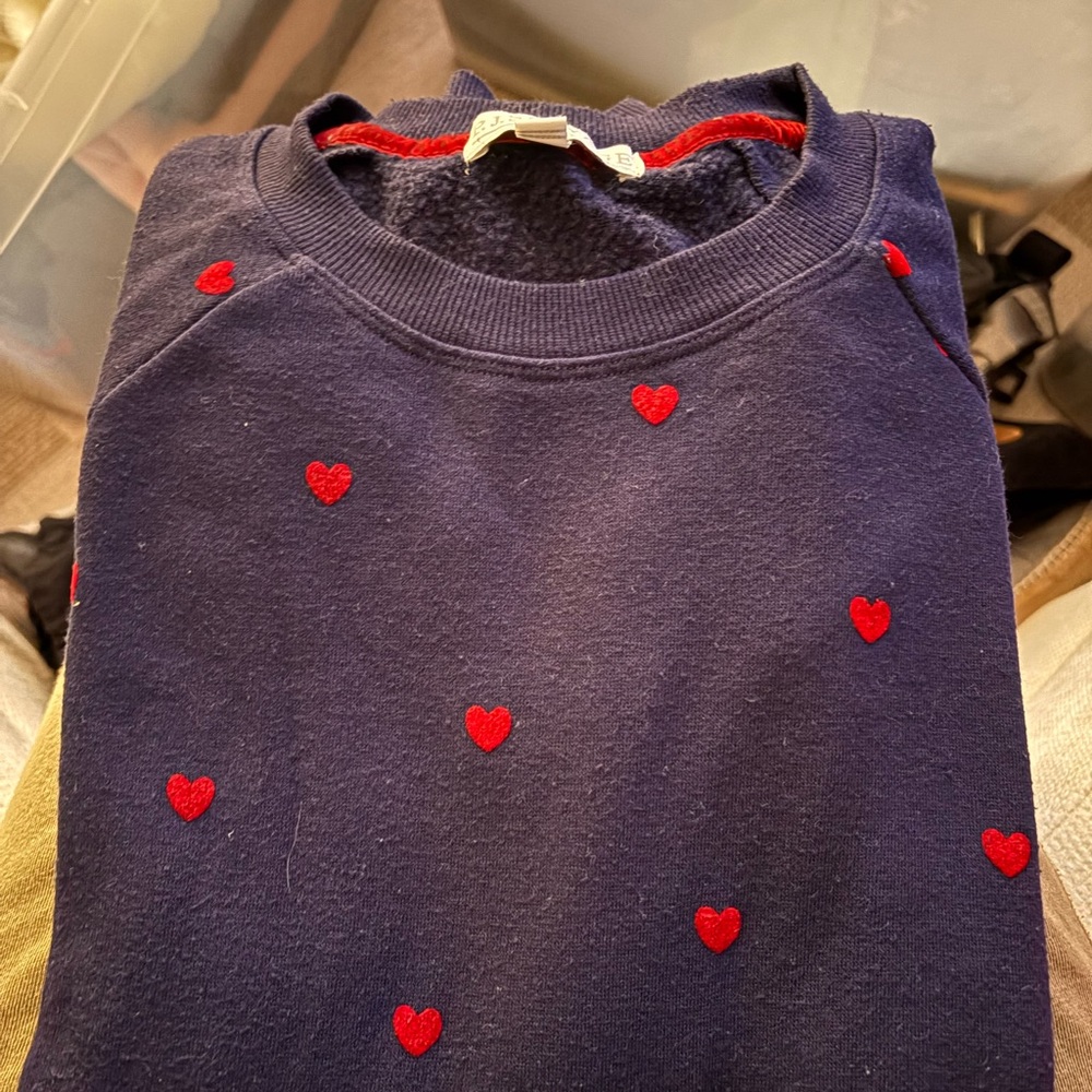 P.J. Salvage Navy Sweatshirt with ❤️ Embroidery